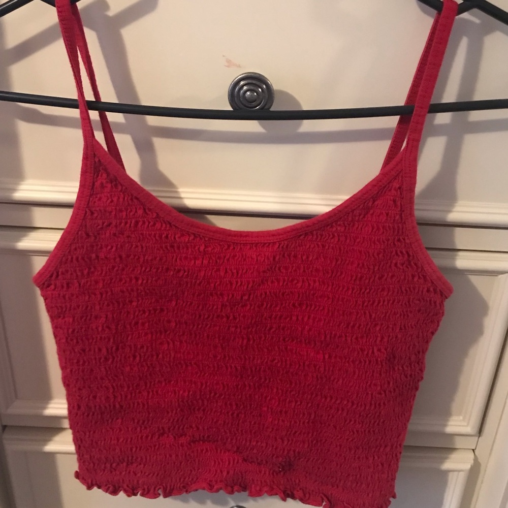 hollister smocked red cropped cami